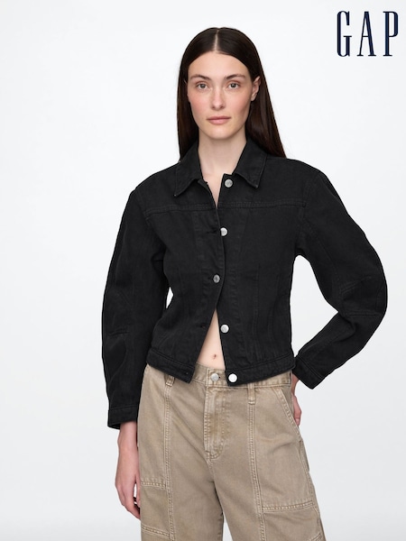 Черный - Gap UltraSoft Cotton Barrel-Sleeve Cropped Jacket (F71745) | €106