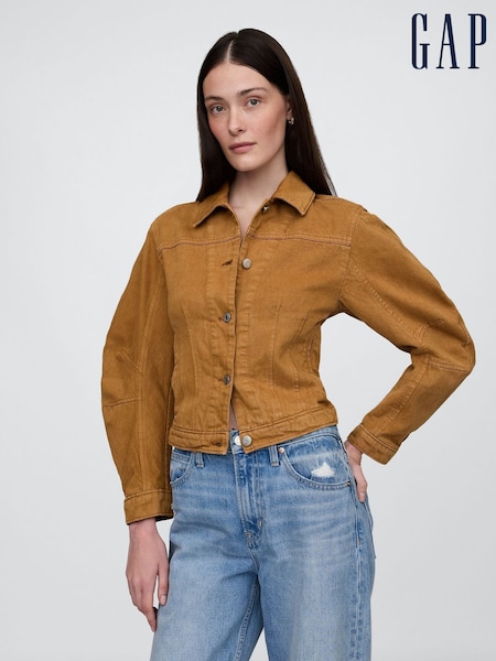 Коричневый - Gap UltraSoft Cotton Barrel-Sleeve Cropped Jacket (F71746) | €106