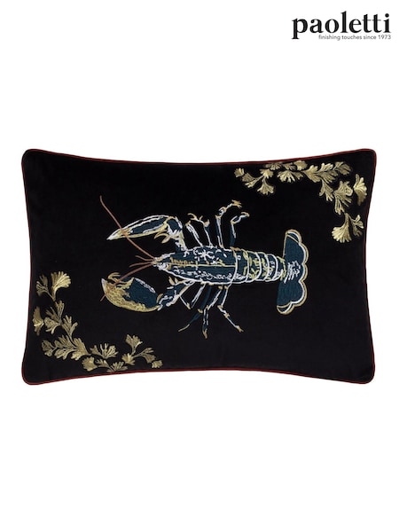 Paoletti Black Atlantica Velvet Feather Filled Cushion (F71769) | €37
