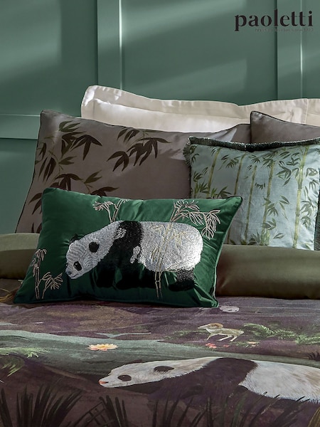 Paoletti Emerald Chuan Tranquil Panda Velvet Cushion (F71772) | €29