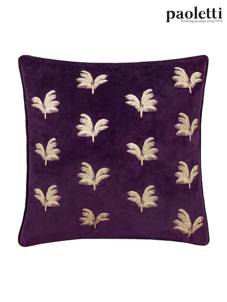 Paoletti Plum Guilded Palms Feather Filled Cushion (F71818) | €35