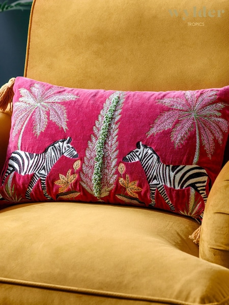 Wylder Multicolour Kalahari Embroidered Velvet Cushion (F71820) | 168 QAR