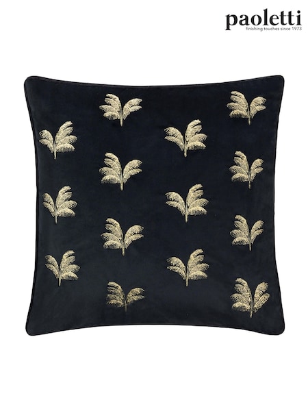 Paoletti Black Guilded Palms Feather Filled Cushion (F71832) | €35