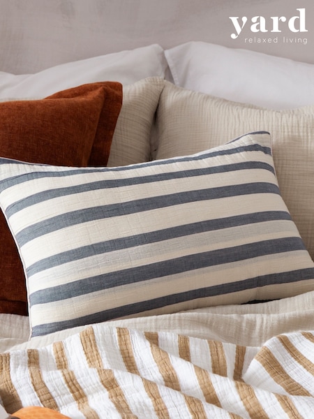 Yard Dusk Blue Woven Stripe Polyester Filled Cushion (F71844) | 99 QAR