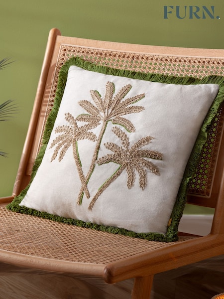 Furn Green Palm Embroidered Cushion (F71849) | €29