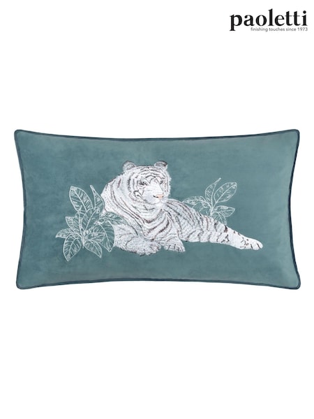 Paoletti Blue Odisha White Tiger Feather Cushion (F71853) | €29