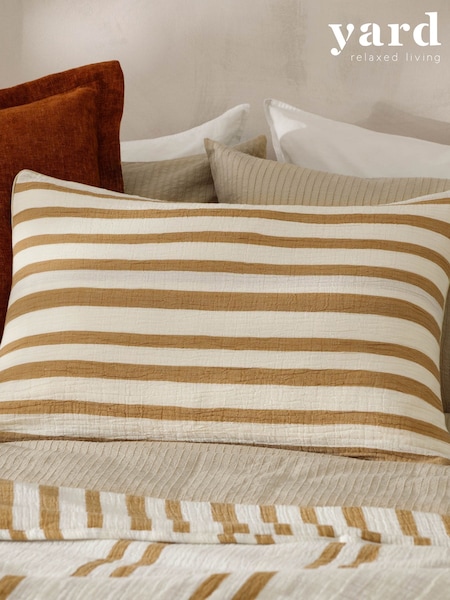Yard Cinnamon Woven Stripe Polyester Filled Cushion (F71856) | 99 QAR