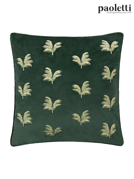 Paoletti Emerald Guilded Palms Feather Filled Cushion (F71858) | €35
