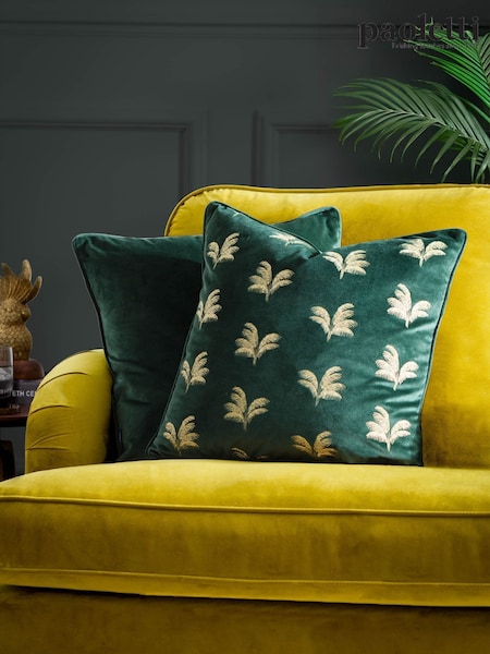Paoletti Emerald Guilded Palms Polyester Filled Cushion (F71863) | €29