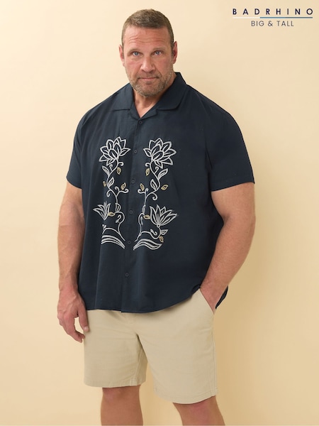 BadRhino Big & Tall Blue Embroidered 100% Cotton Shirt (F71884) | €42