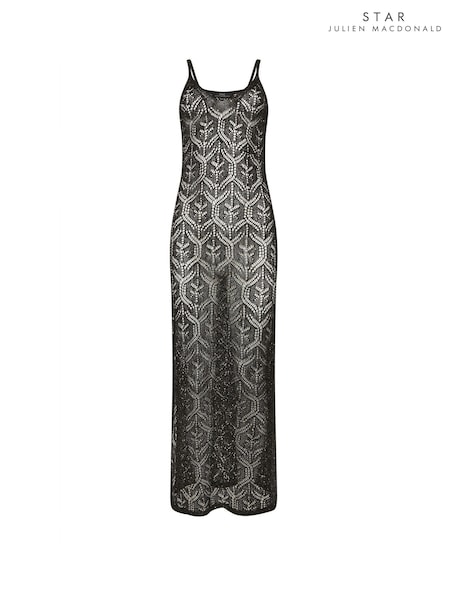 Star by Julien MacDonald Black Crochet Sequin Dress (F71952) | R$ 545