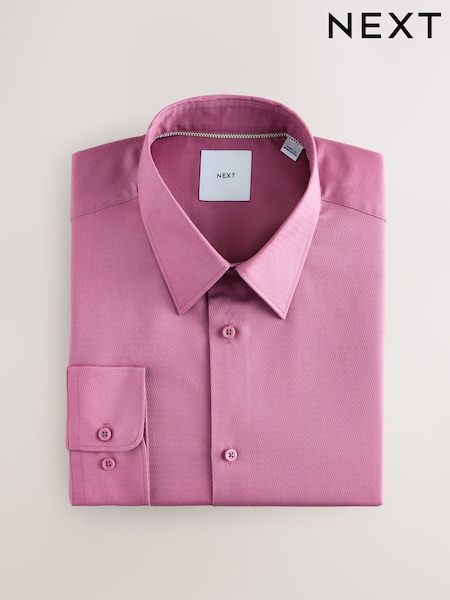 Dusty Pink Regular Fit Easy Care Textured Single Cuff Smart Shirt (F71975) | €35