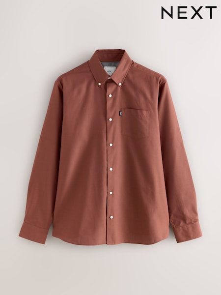 Rust Brown Regular Fit Button Down Easy Iron Oxford Shirt (F71985) | R$ 230