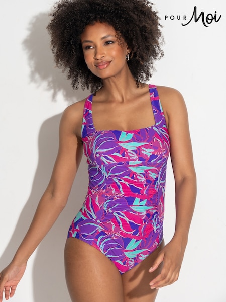 Pour Moi Aquaburst Blue Petite Santa Barbara Ruched Tummy Control Swimsuit (F72008) | €69