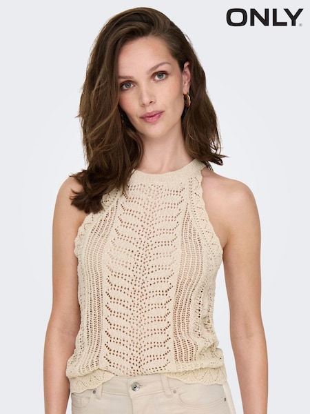 ONLY Halterneck Crochet Vest Top (F72037) | 164 LEI