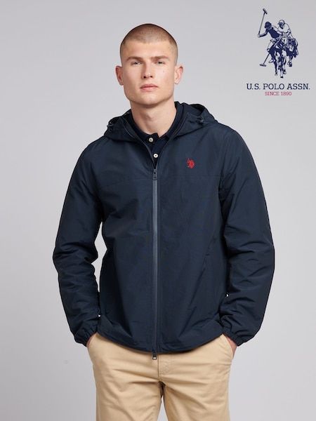U.S. Polo Assn. Blue Mens Lightweight Rain Jacket (F72060) | ₪503