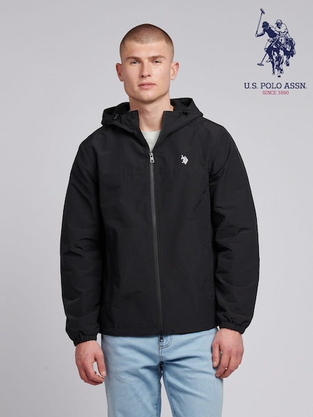 U.S. Polo Assn. Black Mens Lightweight Rain Jacket (F72061) | ₪503