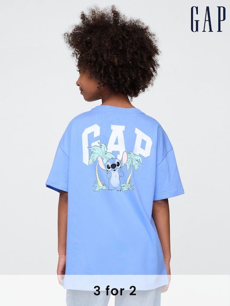 Gap Blue Stitch Disney Oversized Graphic T-Shirt (4-13yrs) (F72081) | €23