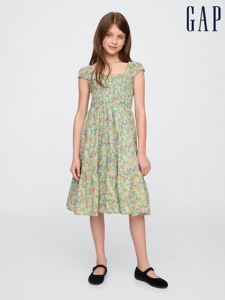 Gap Floral Cap-Sleeve Midi Dress (4-13yrs) (F72082) | €55