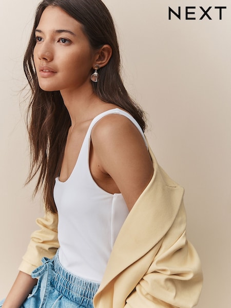 Valkoinen - Soft Touch Polyamidi Syvä O-kaula-aukko Vest Top (F72096) | €28