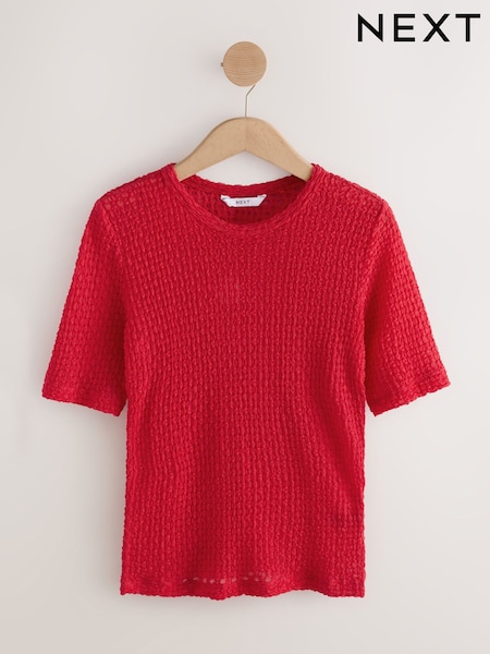 Red Texture Half Sleeve T-Shirt (F72107) | €20