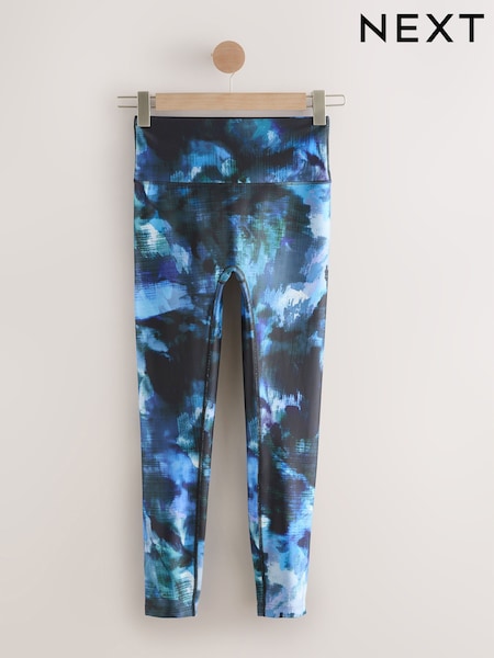 Blue Paint Print Power Active Sports Leggings (F72187) | €27