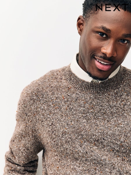 Neutral Regular Fit Neppy Crew Neck Jumper with Wool (F72223) | €38