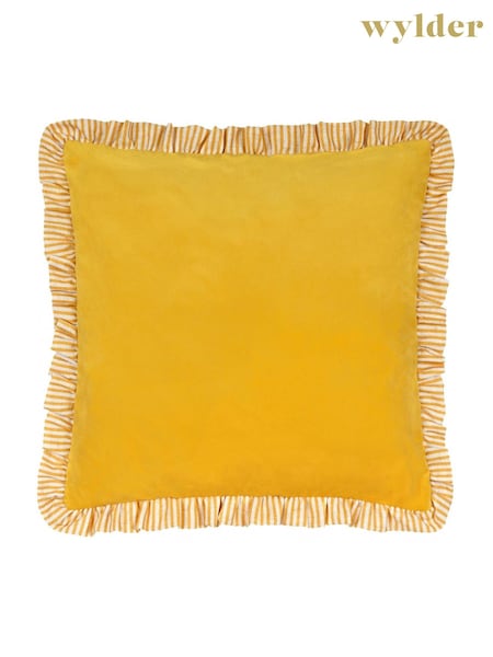 Wylder Yellow Solene Ruffle Matte Velvet Cushion (F72227) | €24