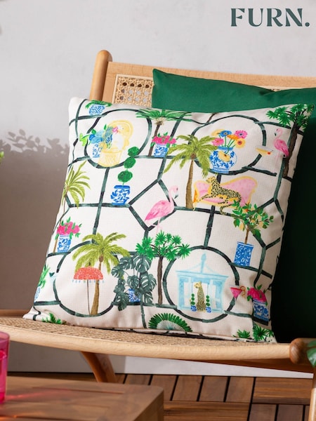 Furn Multicolour Palm Royale Club Printed Outdoor Cushion (F72240) | €20