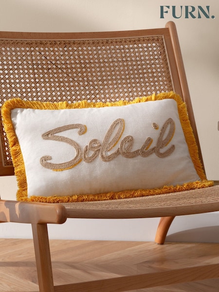 Furn Yellow Soleil Embroidered Cushion (F72256) | €23