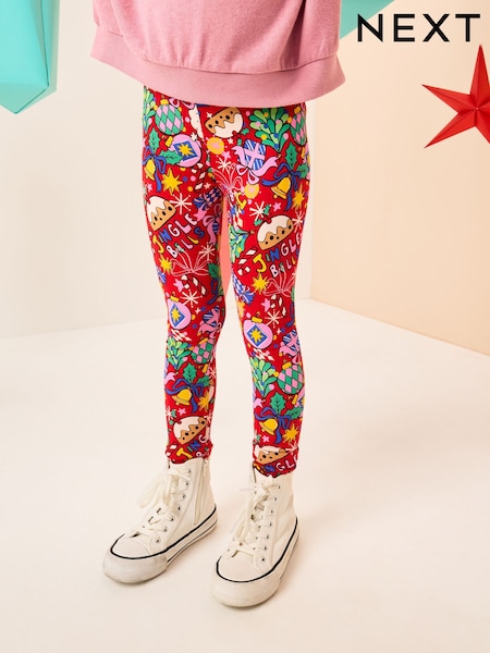 Red Christmas Printed Leggings (3-16yrs) (F72275) | AED25 - AED51