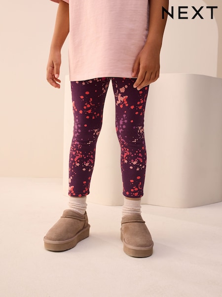 Berry Red Splat Cosy Fleece Lined Leggings (3-16yrs) (F72282) | 35 QAR - 59 QAR