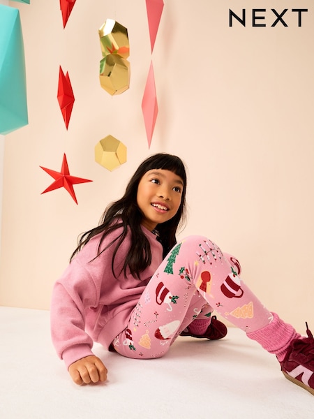 Pink Christmas Printed Leggings (3-16yrs) (F72285) | AED25 - AED51