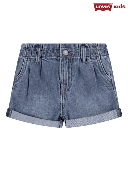 Levi's® Blue 100% Organic Cotton Pleat Paper Bag Shorts (F72347) | €28