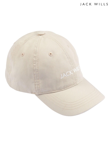 Jack Wills Cream Block Logo 100% Cotton Cap (F72364) | $26