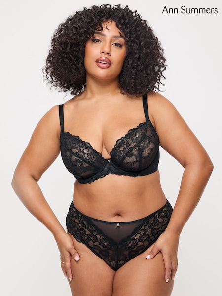 Ann Summers Black DD+ Non Pad Plunge Sexy Lace Underwired Bra (F72406) | €20