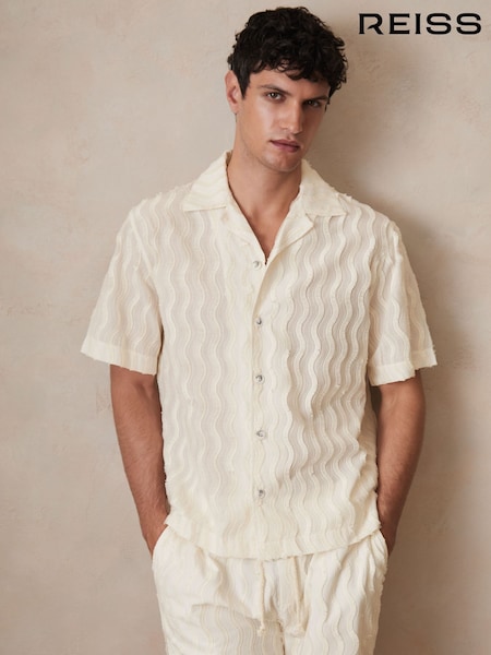 Reiss Off White Mastella Reiss | Ché Fringed-Wave Shirt (F72441) | €195