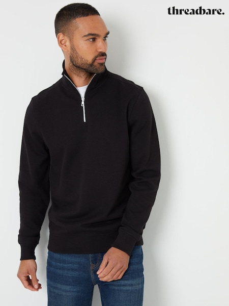 Чорний - Threadbare Pique Quarter Zip комір-воронка світшот (F72524) | 1 562 грн
