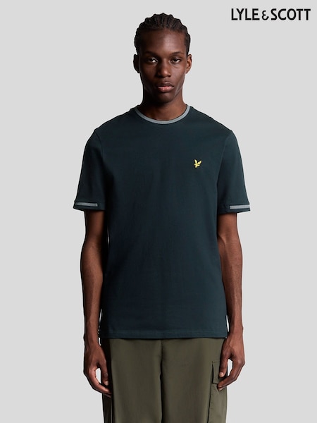Lyle & Scott Blue Birdseye Half Tipped T-Shirt (F72547) | €46
