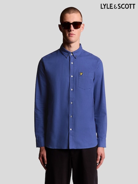 Lyle & Scott Blue Plain Flannel Shirt (F72564) | €86