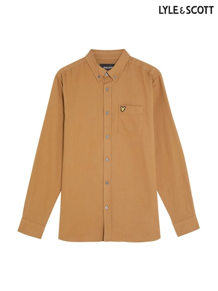 Lyle & Scott Brown Plain Flannel Shirt (F72573) | €86