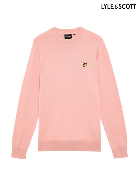 Lyle & Scott Pink Cotton Merino Crew Neck Jumper (F72601) | €100