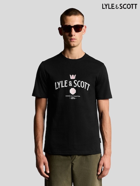 Lyle & Scott Black Cheers To Tradition Graphic Print T-Shirt (F72636) | AED204