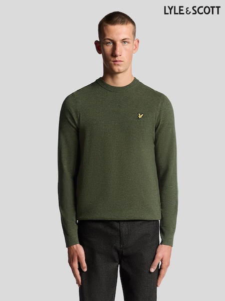أخضر - Lyle & Scott Cotton Merino Quarter Zip Jumper (F72640) | ‏466 د.إ.‏