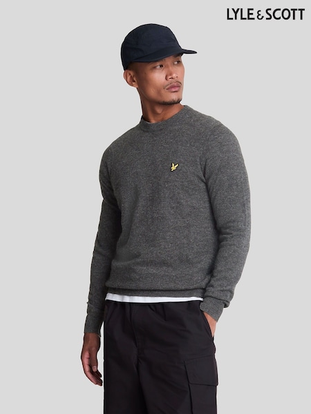 Lyle & Scott Light Grey Cotton Merino Quarter Zip Jumper (F72645) | €102