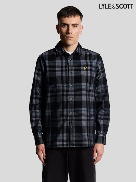Lyle & Scott Black Tartan Corduroy Shirt (F72659) | €106