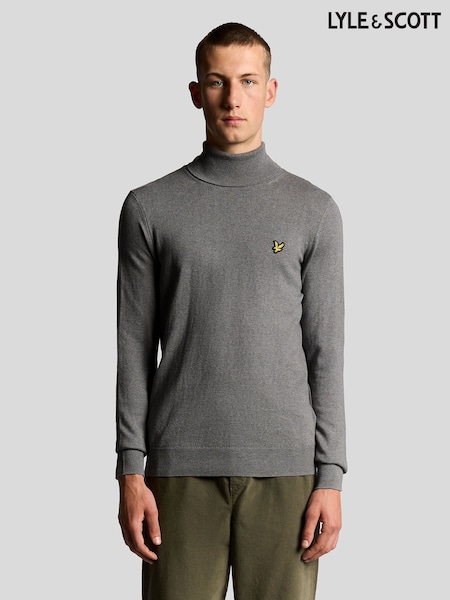 Lyle & Scott Grey Cotton Merino Turtleneck Jumper (F72661) | AED437