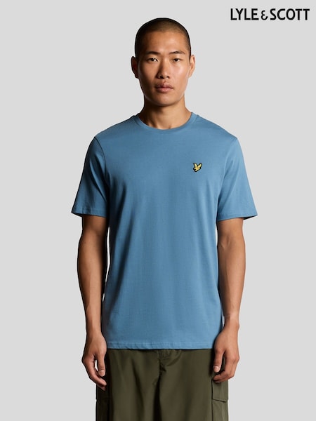 Lyle & Scott Blue White Crew Neck Cotton T-Shirt (F72667) | €37