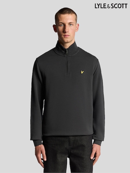 Grey - Regular Lyle & Scott Loopback Quarter Zip Sweatshirt