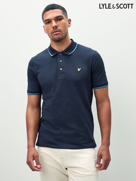 Lyle & Scott Blue Tipped Polo Shirt (F72708) | R$ 545